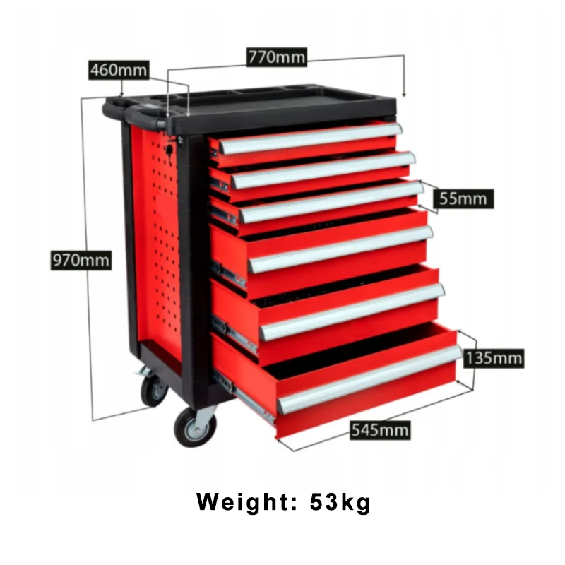 Heavy Duty Mechanic Professional Cart With 7 Drawers Steel Tool Trolley For Automobile
