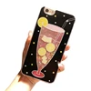 Fashion Drink Strawberry Cup Pattern Quicksand Liquid Pink Phone Case for iPhone X 6 7 8Plus Glitter Powder Sand Shell