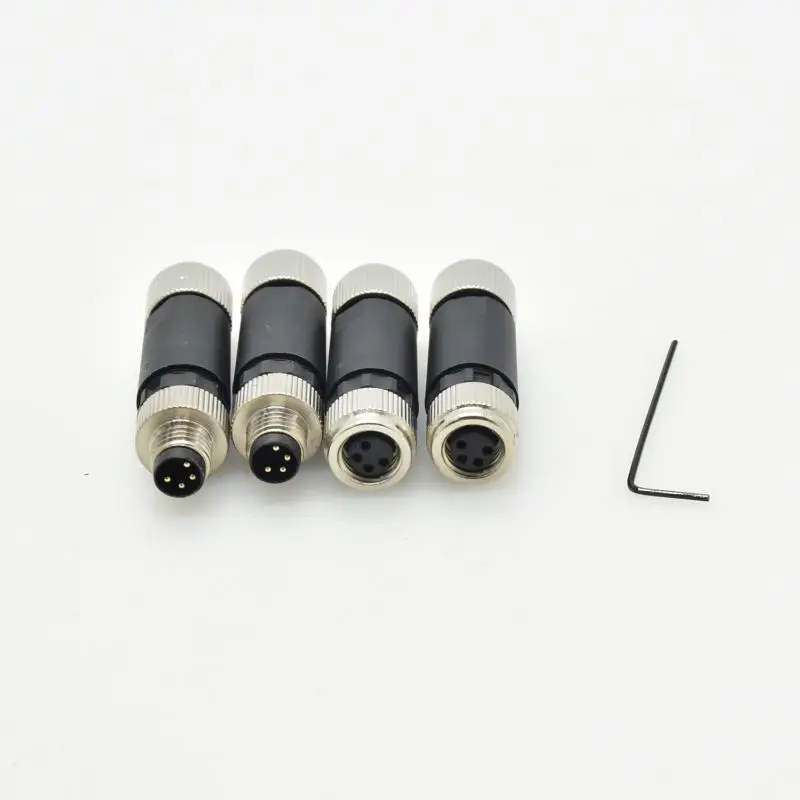 Plastic Waterproof Circular Connector M8 Sensor Cable Connector 4 Pin Male and Female Straight Plug Connector