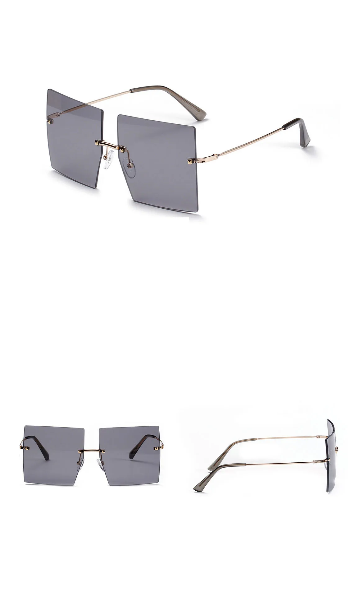 Square Frameless Sunglasses For Women Luxury Vintage Sun Glasses Men 