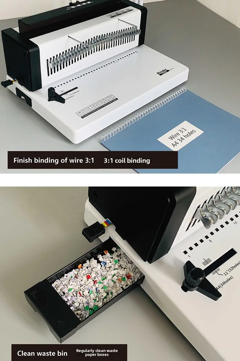 T9520 Dual Purpose Manual Power Double Coil Punching Binding Machine Notebook Desk Calendar Photo Album A4/A5 Iron Ring Punching