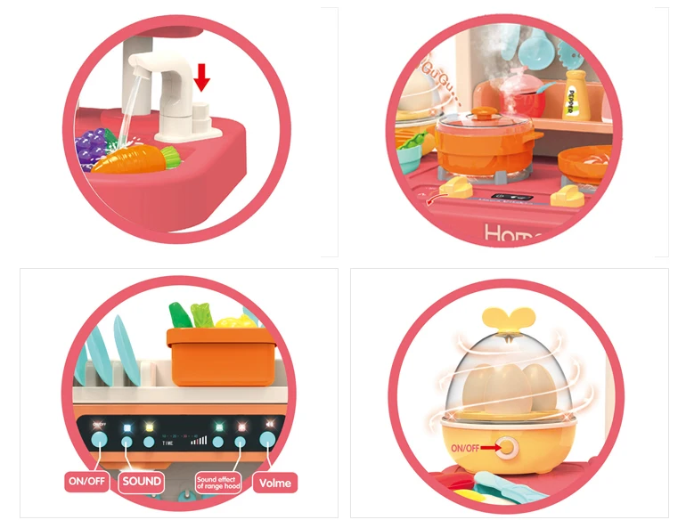 Kitchen pretend play set toys high simulation with spray light and sound.jpg