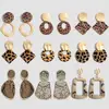 19708 Dvacaman 2019 Fashion Leopard Print Hoop Drop Resin Statement Stud Earrings Wholesale Women Jewelry Accessories Christmas