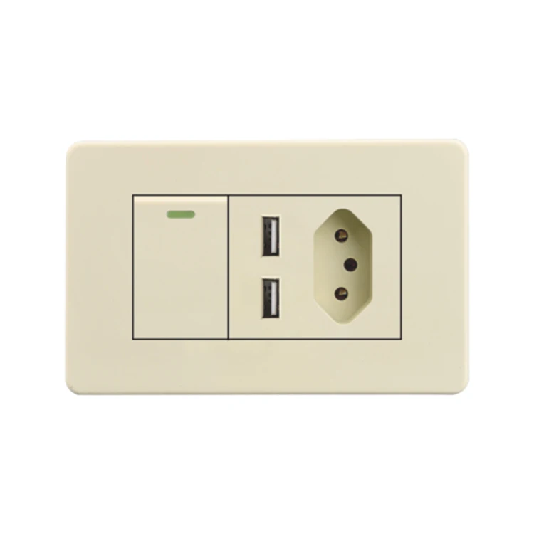 Us Standard 1/2/3 Gang Hotel Electric Light Switch Wall Outlet Switch Home Beige Electric Wall Socket