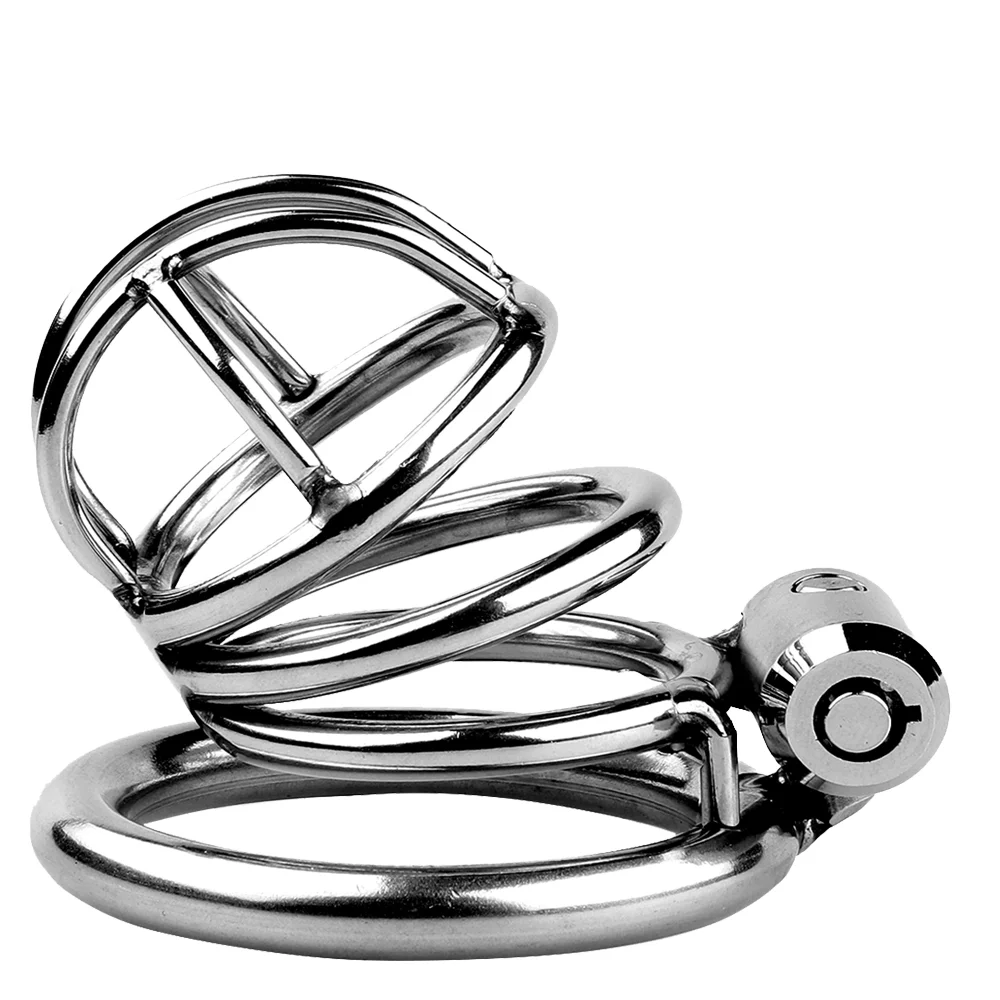 Men's Stainless Steel Chastity Cage Short Male SM Metal Sex Toys Penis Lock  Device for Conquering Sexual Desires