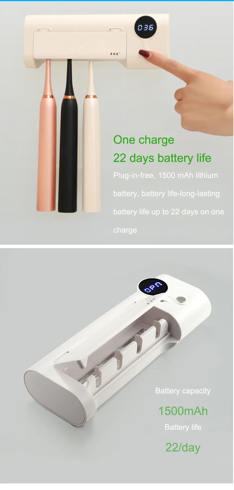 Wall Mounted 360 Ultraviolet Uvc Led Toothbrush Holder Uv Sanitizer