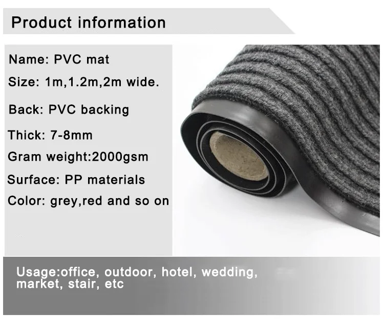 PVC  double stripe ribbed carpet for hotel outdoor usage
