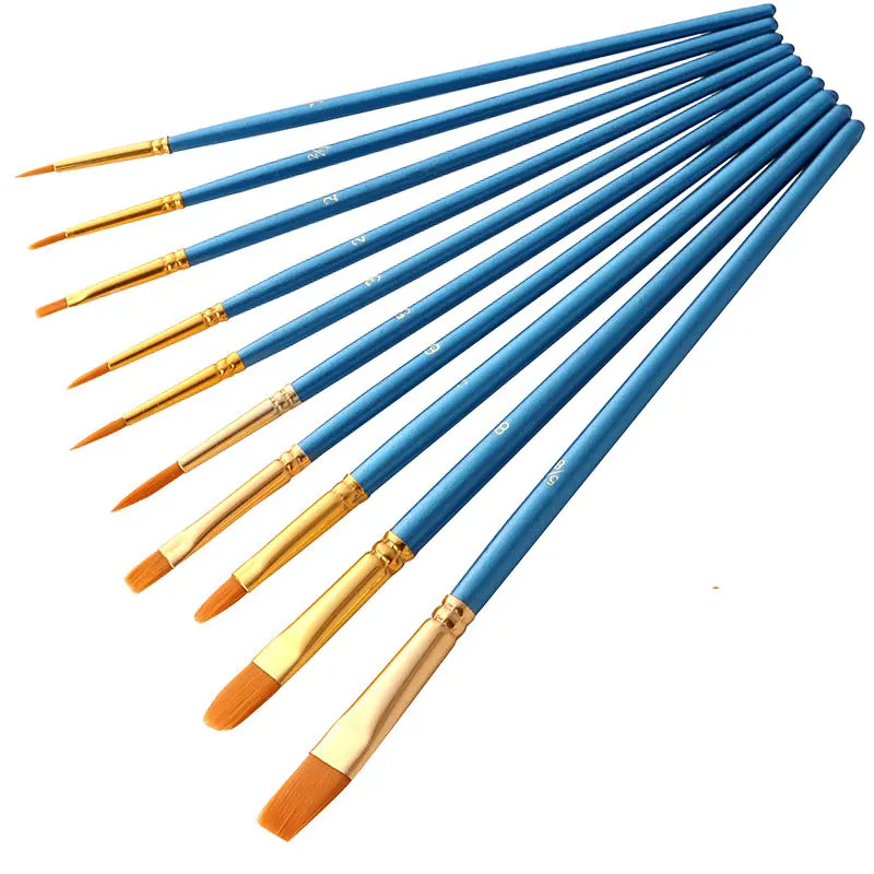 10pcs/set Fine Tip Details Artist Paint Brush Set Oil Watercolour