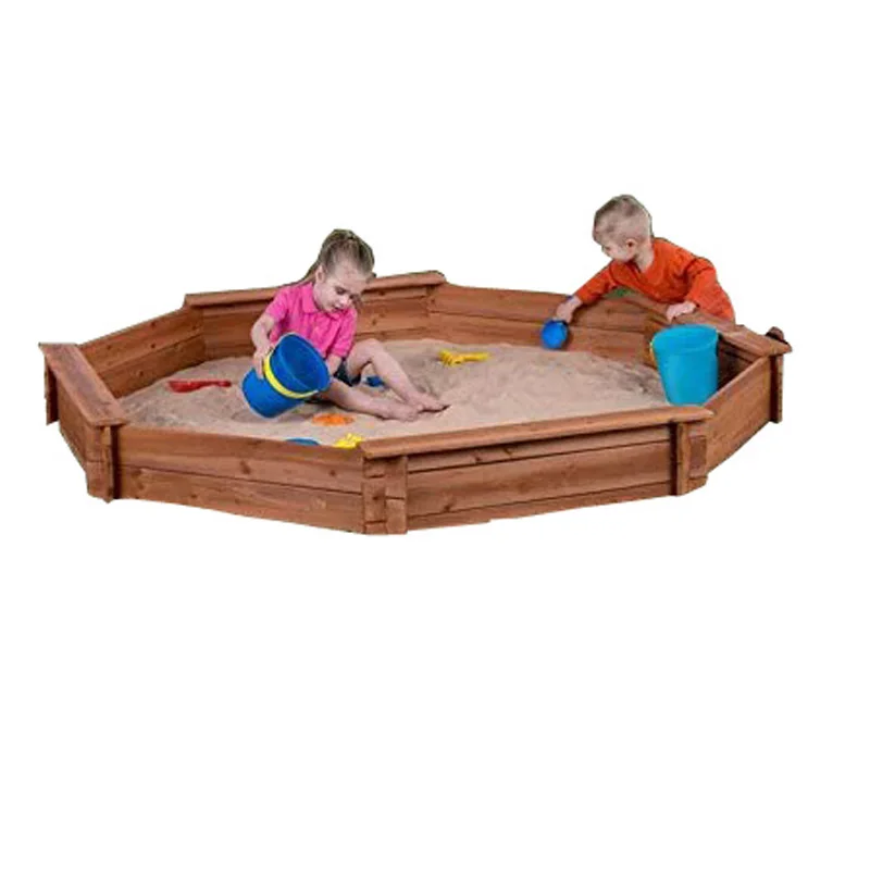 Wooden Octagonal Sand Box Seat Boards Eco-friendly Cover & Ground Liner ...