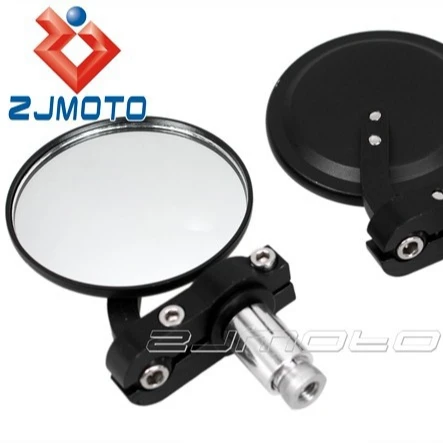 Motorcycle 3/" Round 7//8/" Handlebar End Rear View Side Mirrors for Sports Bikes