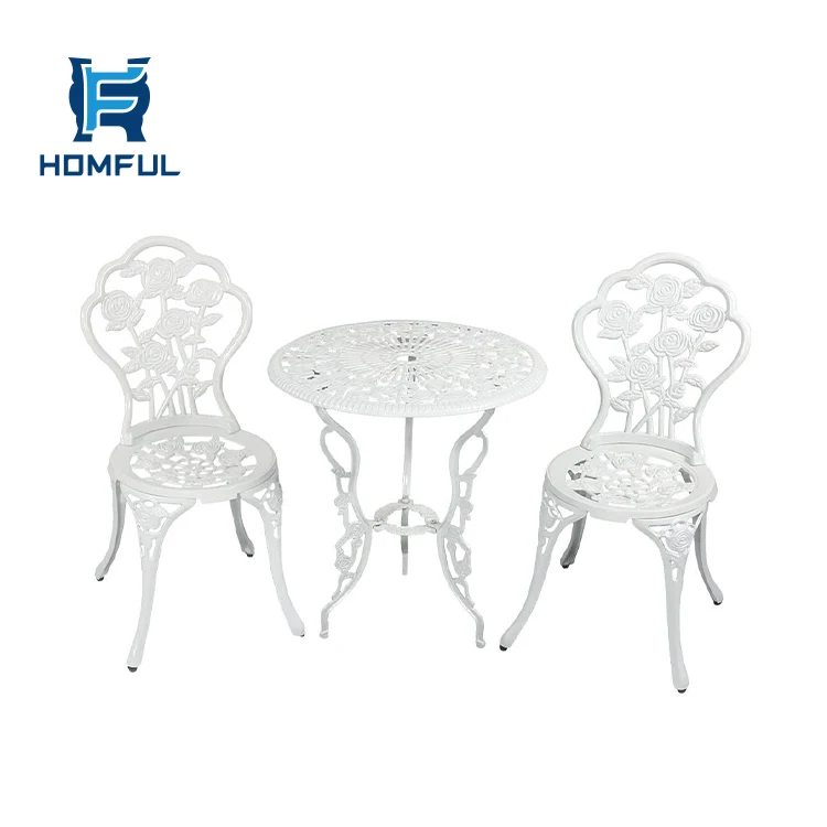 Homful Bistro Sets Patio Chair Garden Table Set Furniture Cast Antique