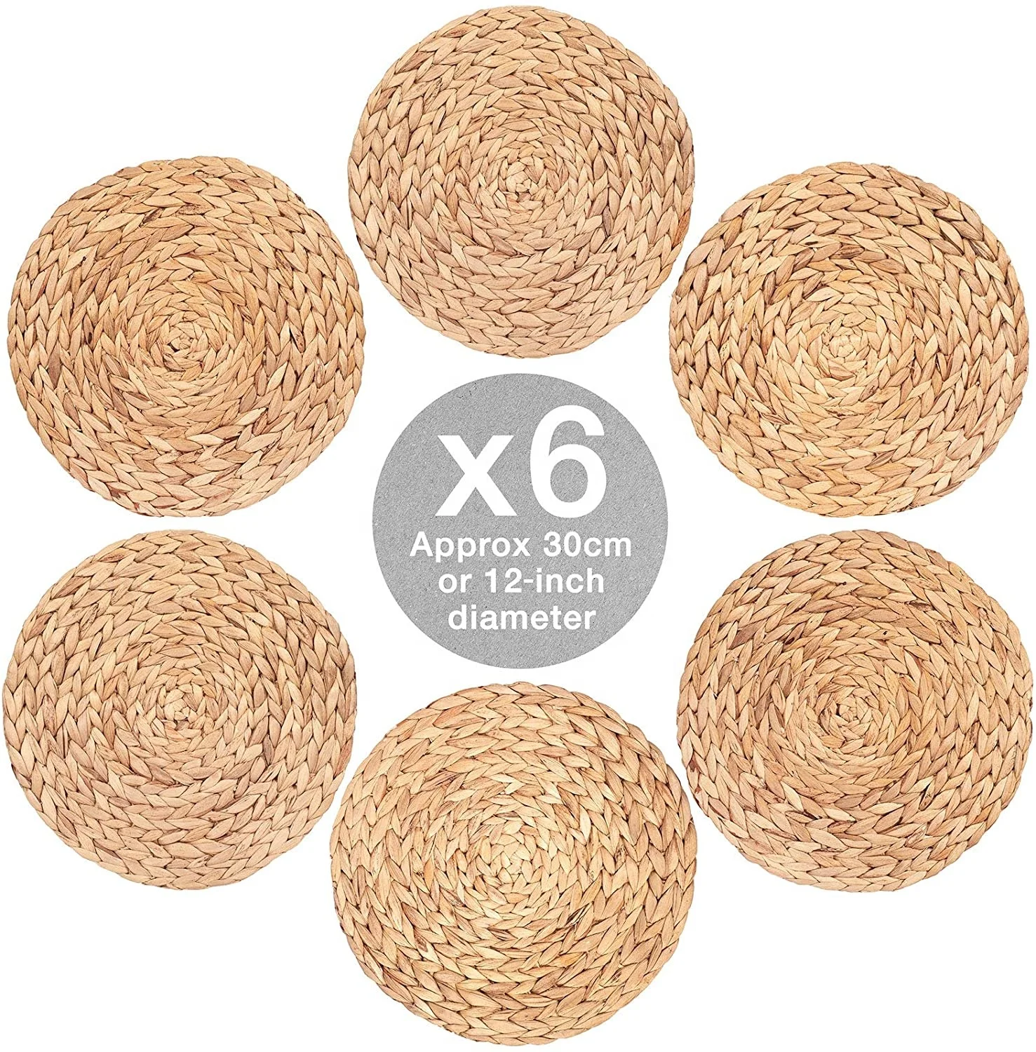 Eco Friendly Natural Round Straw Mat Placemat Braided Straw Placemats