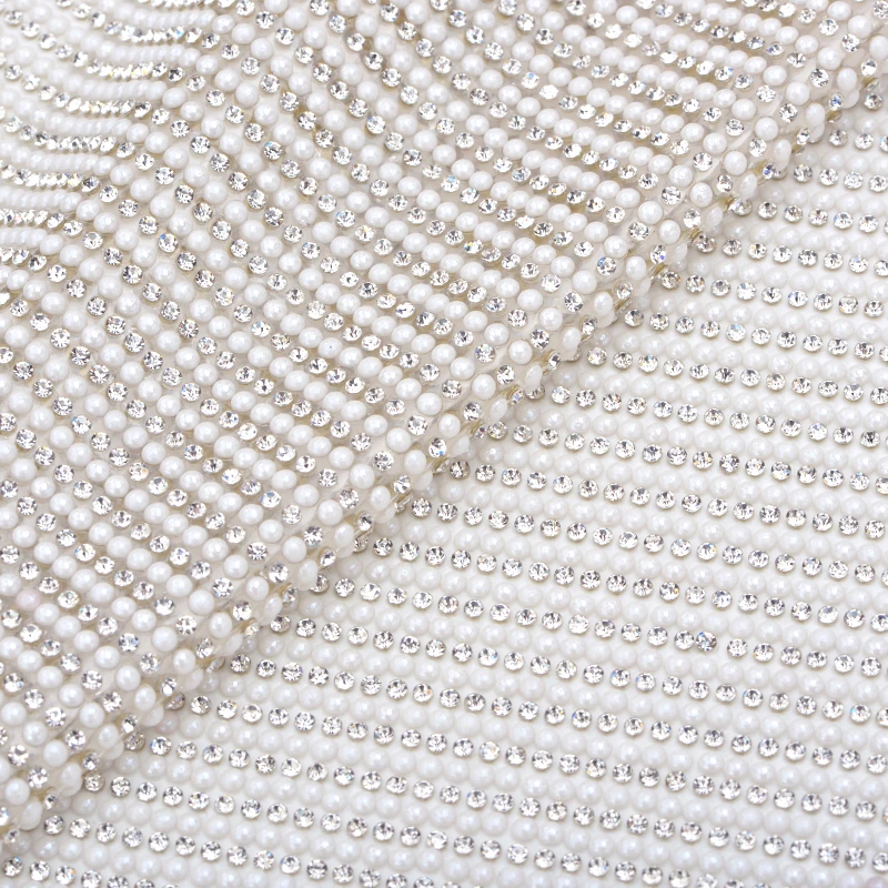 24*40cm 3mm Self Adhesive White Pearl Beads Rhinestone Mesh Trim Pearl ...