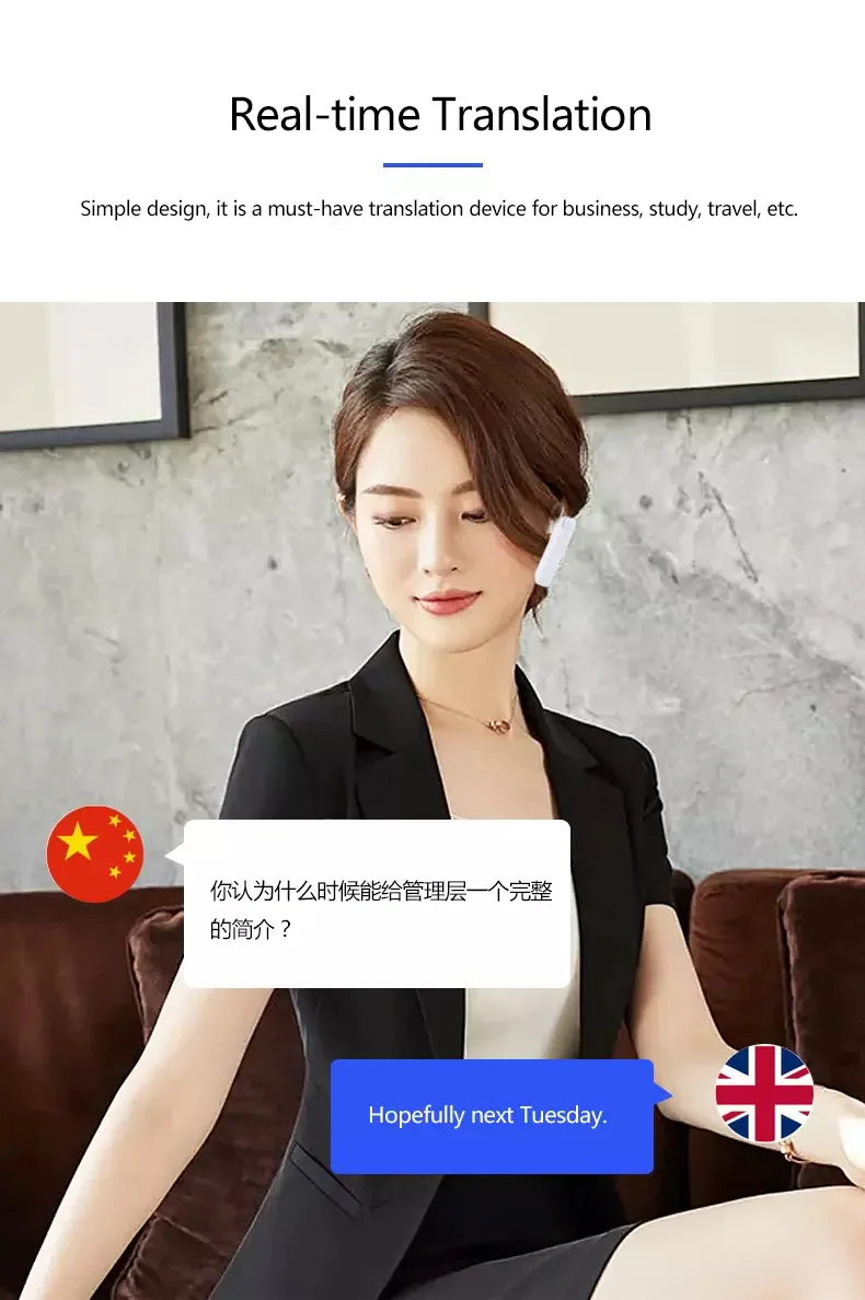 Wireless comfortable wear HiFi sound language translator earphones T2 for mobile sports - ANKUX.COM