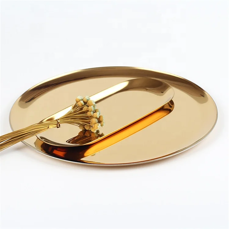 2019 New Products Luxury golden Storage Tray Wedding party decor Jewelry ring holder stand platters and trays MP-03