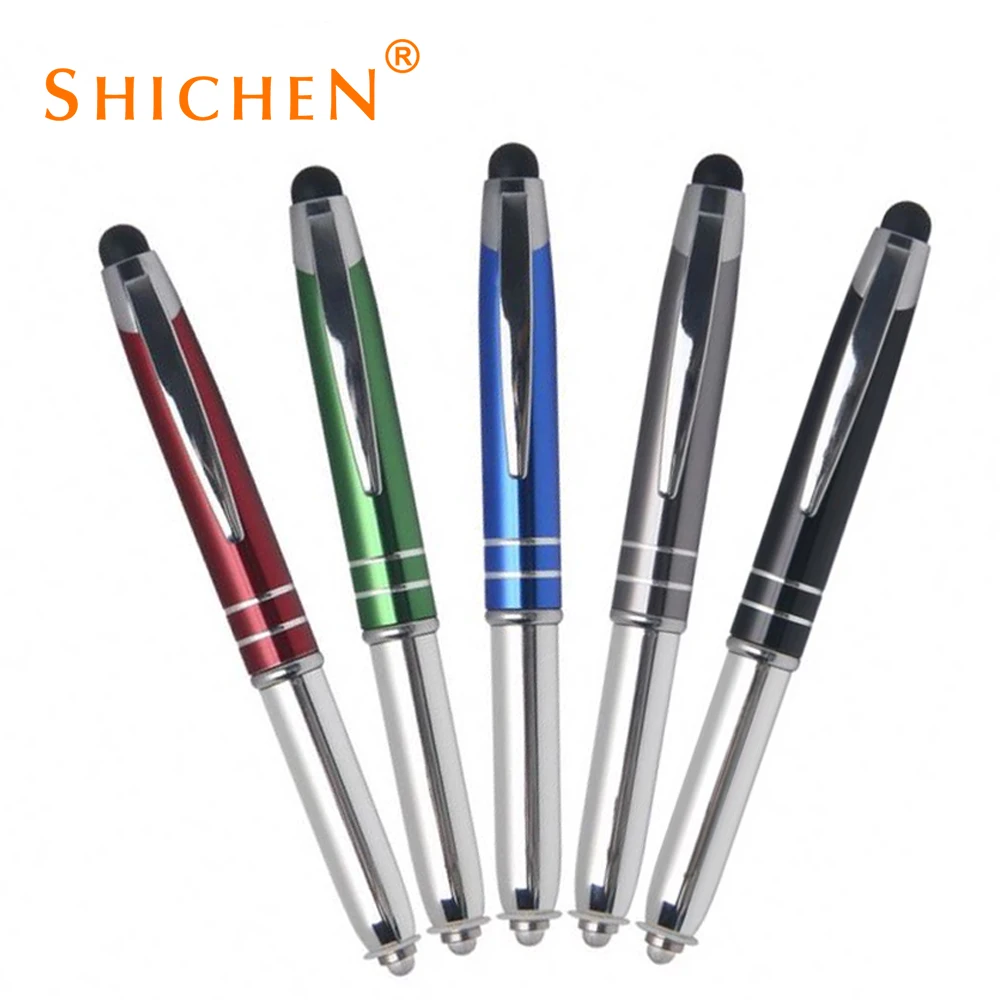 Hot sales led light touch  pen useful tools metal pen with led light
