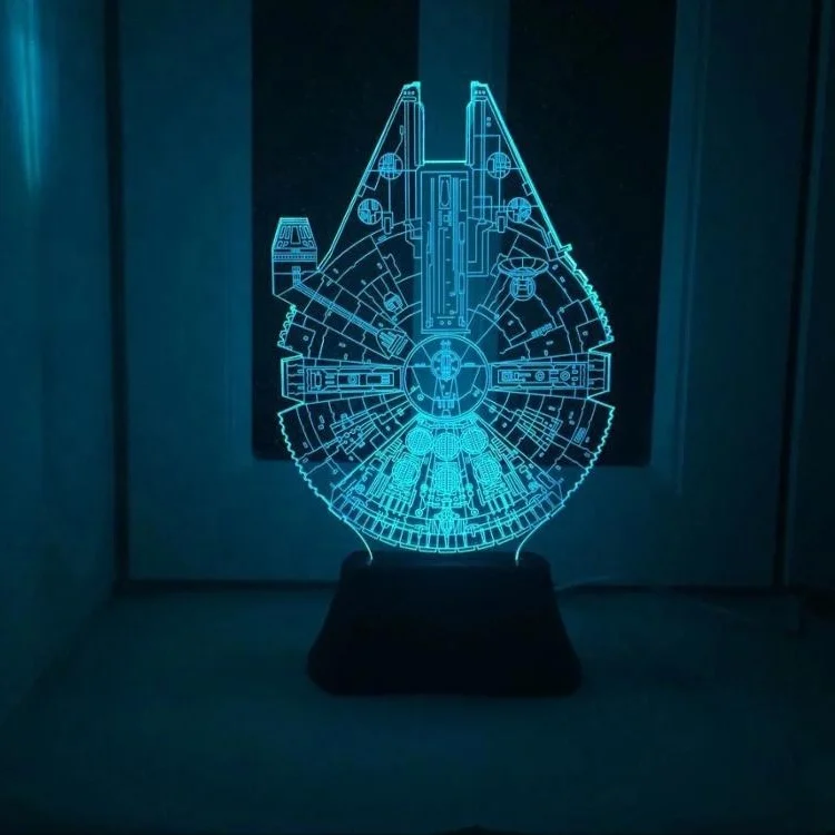Acrylic Millennium Falcon 3D LED Night Light Creative Stereoscopic Flashing Touch LED Night Light