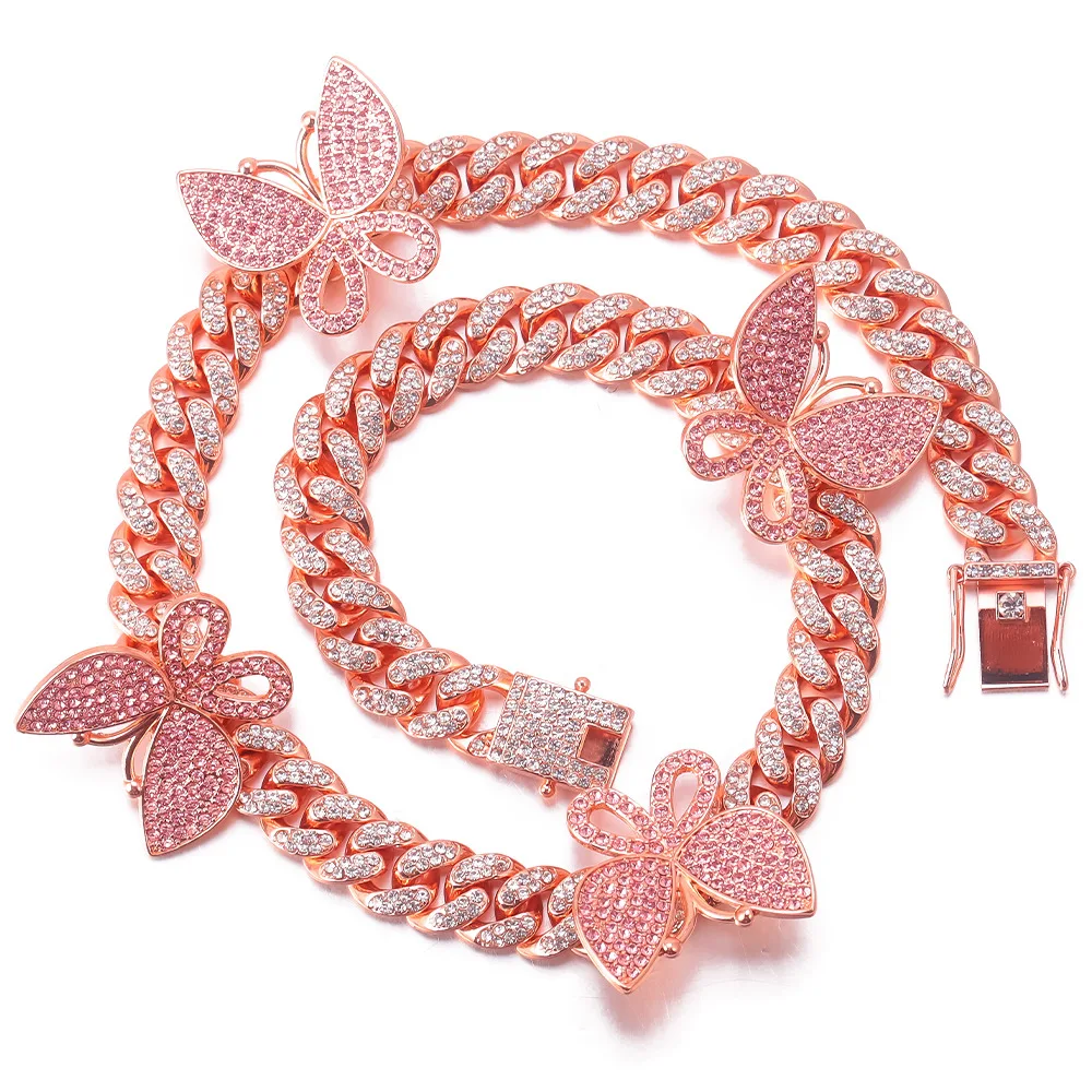 

Diamond butterfly necklace women,2 Pieces