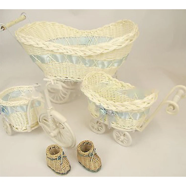 Unisex Newborn Baby Boys Girls Pram Hamper Wicker Basket Shower Stroller Gifts 