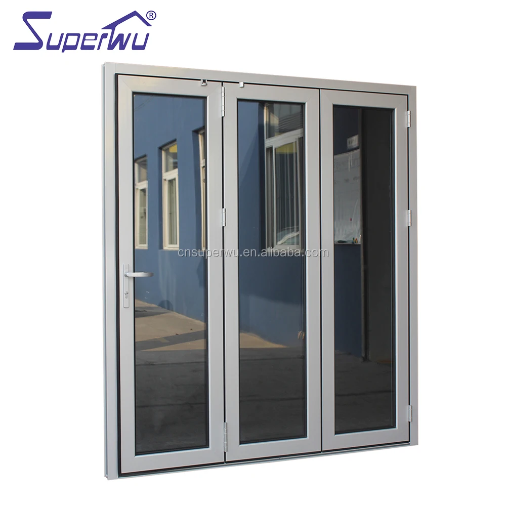Double Tempered Glass Aluminum Folding Door for residential house windows and doors