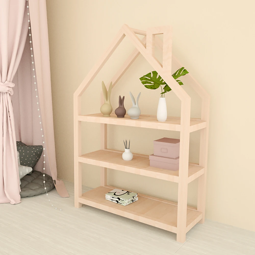 Kids Bedroom Furniture Solid Wood Bookshelf Children's Storage Shelf