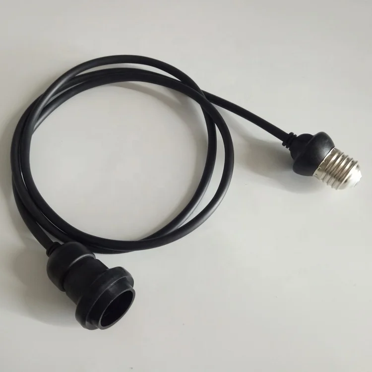 Custom length 0.5m 1m 2m E27 pendant lampholder wire rubber PVC IP44 E27 holder dropper