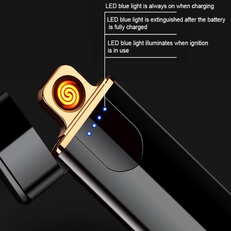 Newest Electric Rechargeable USB Metal Charging Lighter Smart Fingerprint Sensor for Cigarette Smokers