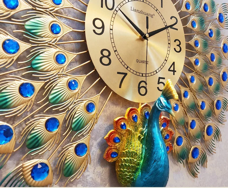 Bohemian Wall Art Metal Wall Clock Peacock Home Decoration For Living