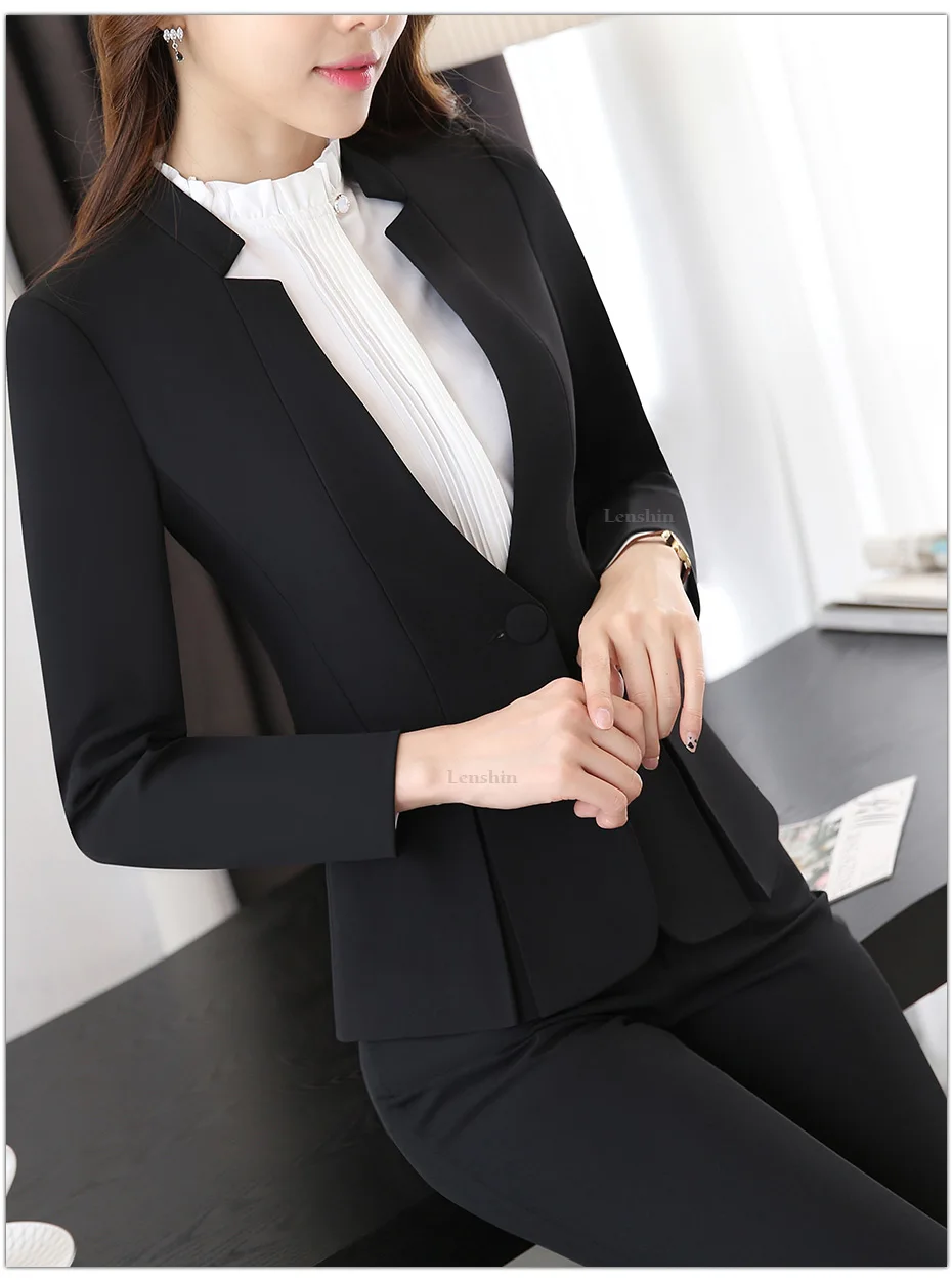 Wholesale 2 Piece Gray Pant Suits Formal Ladies Office Ol Uniform Designs Women Business Work 1587