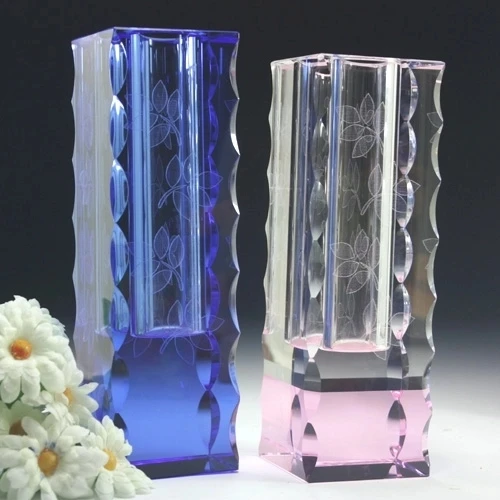 Customized Picture Laser Engraving  Transparent crystal  vase for wedding 