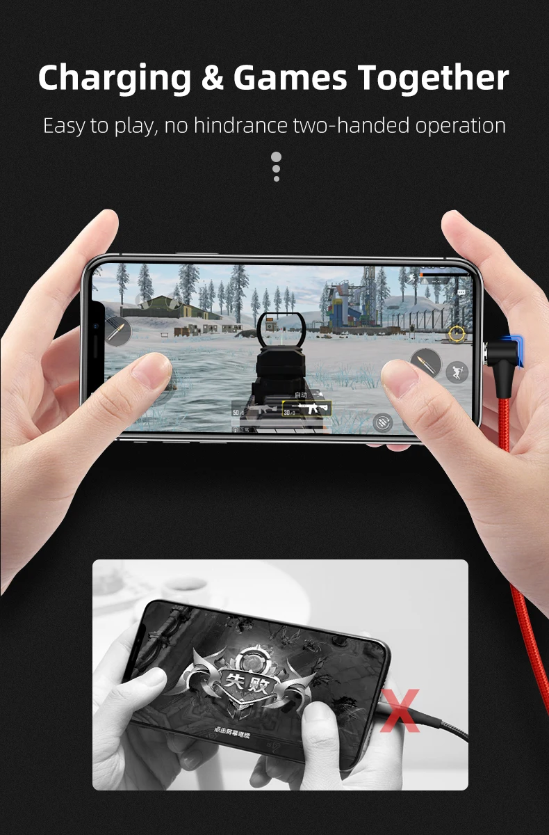 Magnetic Charge Cable Right Angle 90 Degree 3A Fast Charger Cord For iPhone - ANKUX.COM