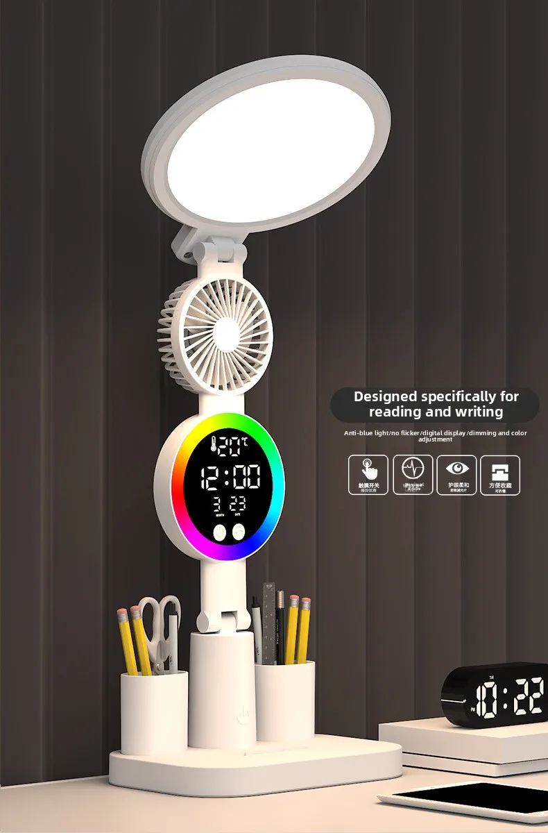 Rechargeable and Plug-in LED Desk Lamp Dimming Foldable Reading LED Light Eye Protection Table Lamp for Kids' Bedroom Dormitory