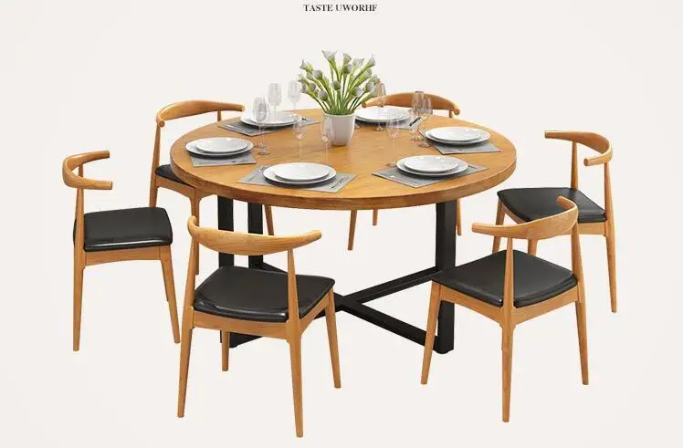 American retro wood chairs dining table sets wooden
