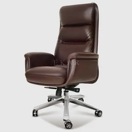 Classic luxury comfortable Italian cowhide leather executive president reclining swivel boss chair for office study siesta supplier