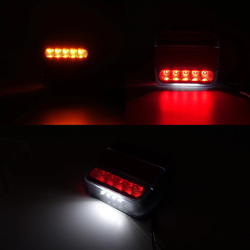 product 14 led rounded square truck trailer lights rear tail light brake stop turn signal lamp taillight-36