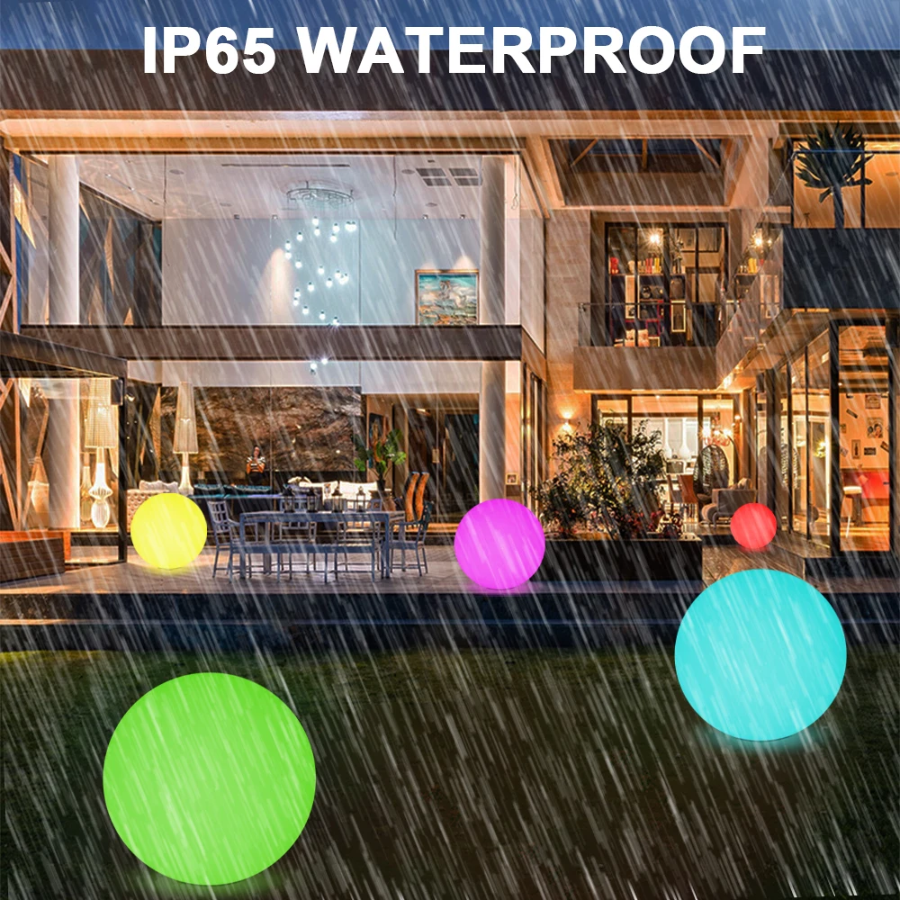 impact resistant fireproof eco friendly pe material 80 cm led ball light for garden patio events-3