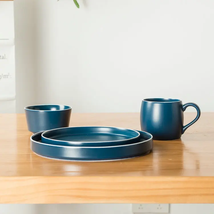 Crockery dinnerware matte grey 16 piece porcelain cheap dinner set for home hotel
