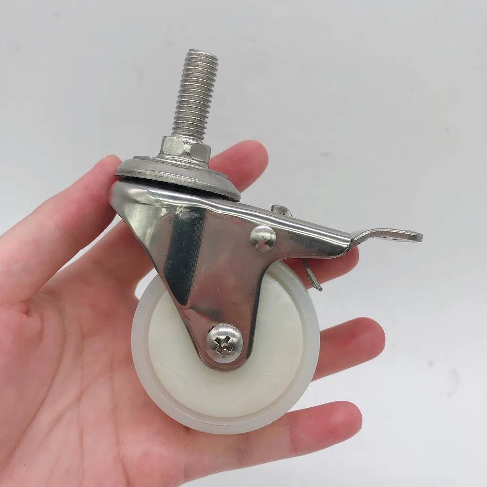 2 inch 50mm nylon stainless steel caster PA 304 Stainless Steel Polished with 10*25mm stem