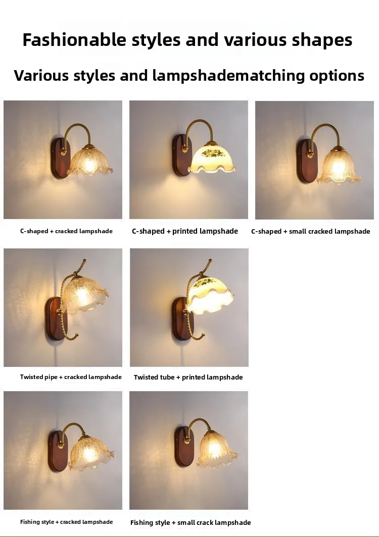 product nordic minimalist solid wood glass wall lamp japanese style led light american retro for bedroom living room corridor aisle iron-0