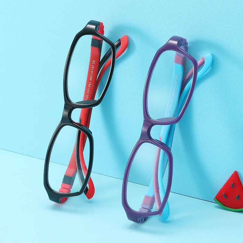 TR90 + Silicona Caja de gafas de forma de coche Junkai Marco de gafas de niños niñas 