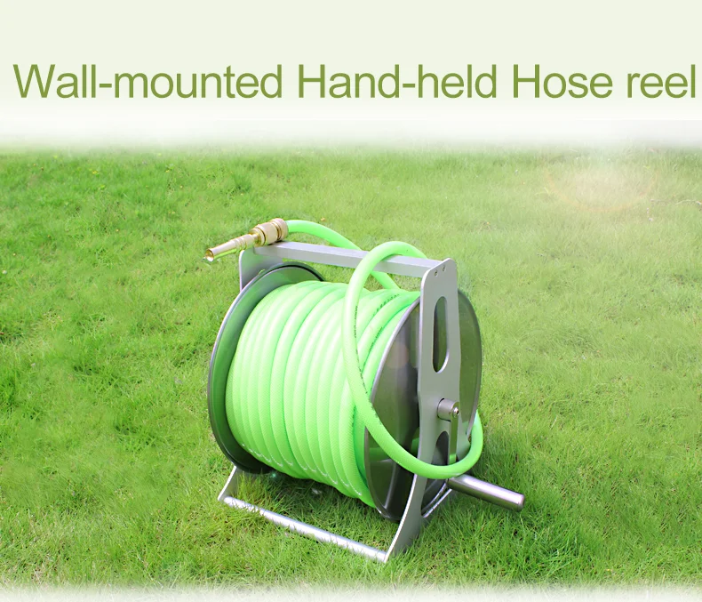 Wall mounted garden hose reel portable