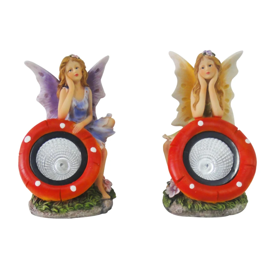 Wholesale High Quality Garden Resin Fairy Figurine Fairy Miniature Solar Spot Light