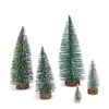 Factory Direct 4'' 5'' Ornament Copper Wire Light Cedar Tree Desktop Furnishings Pine Needle Flocking Mini Christmas Tree