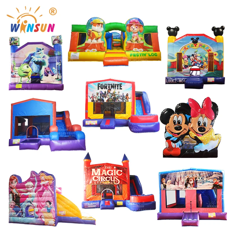 Commercial Inflatable Moon Bule Bounce House Water Slide Combo For Sale