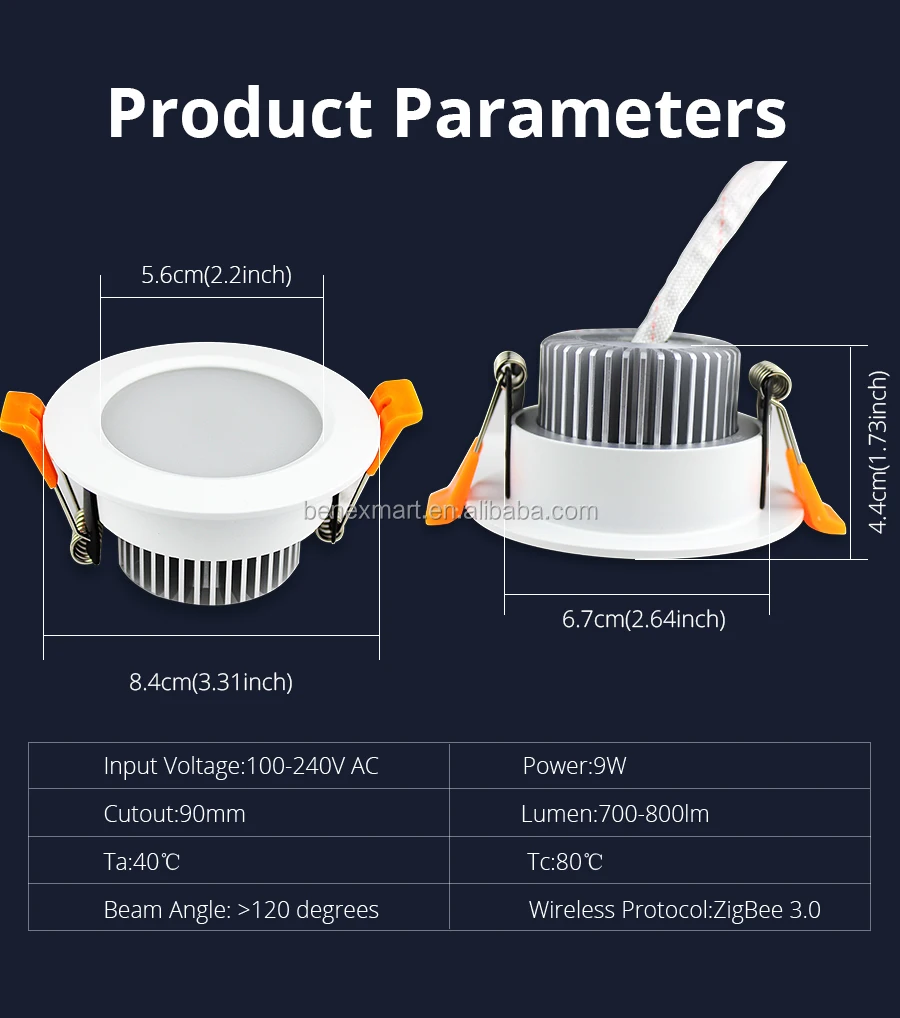 Benexmart ZigBee 3.0 Downlight Kit Smart RGBW 2.5 Inch Led Recessed Ceiling Light 9W Work with Smartthings Echo Smart Lighting - ANKUX.COM