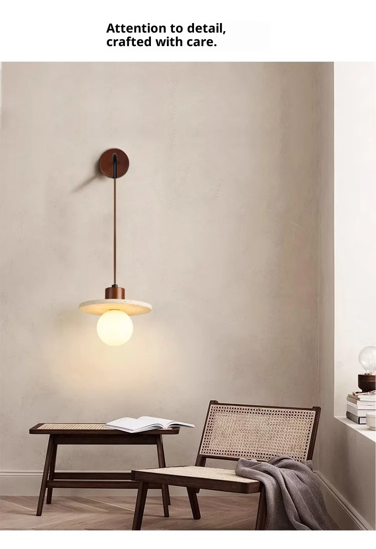 现代黄色洞石发光二极管壁灯可调光暖白光高CRI 90节能壁挂式家居装饰