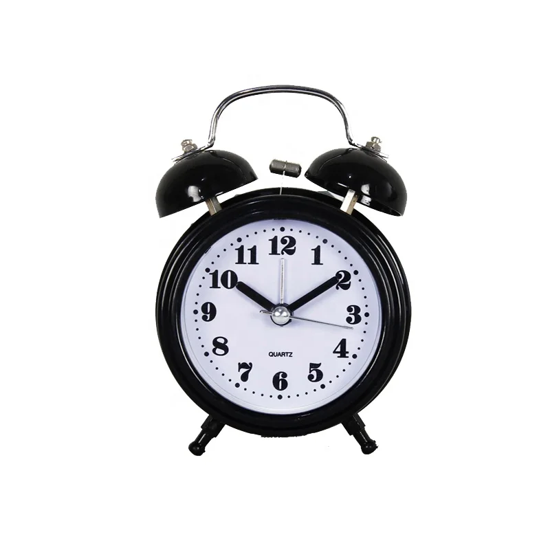 Bright Orange Color Small Twin Bell Alarm Clock Table Desk Decorative