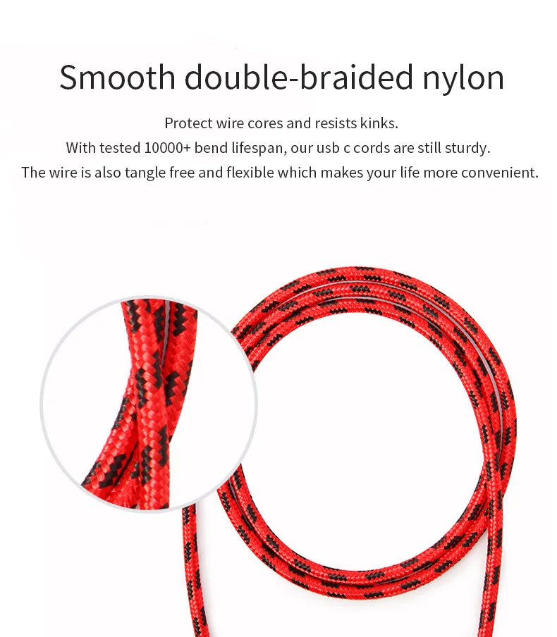 Wholesale High speed USB Cable Data Cable Nylon 1M 2M 3M Cable Custom Logo Package - ANKUX.COM