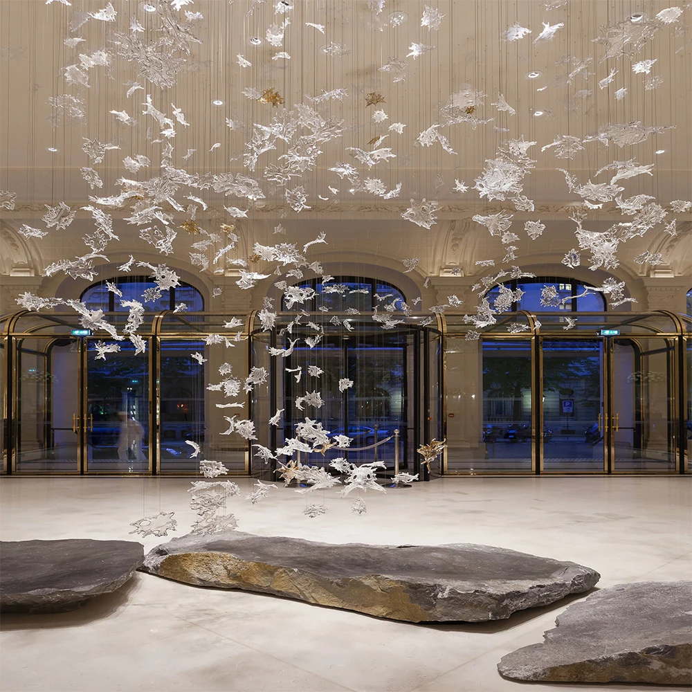 Custom large hotel lobby chandelier lighting modern design luxury glass  chandeliers pendant lights