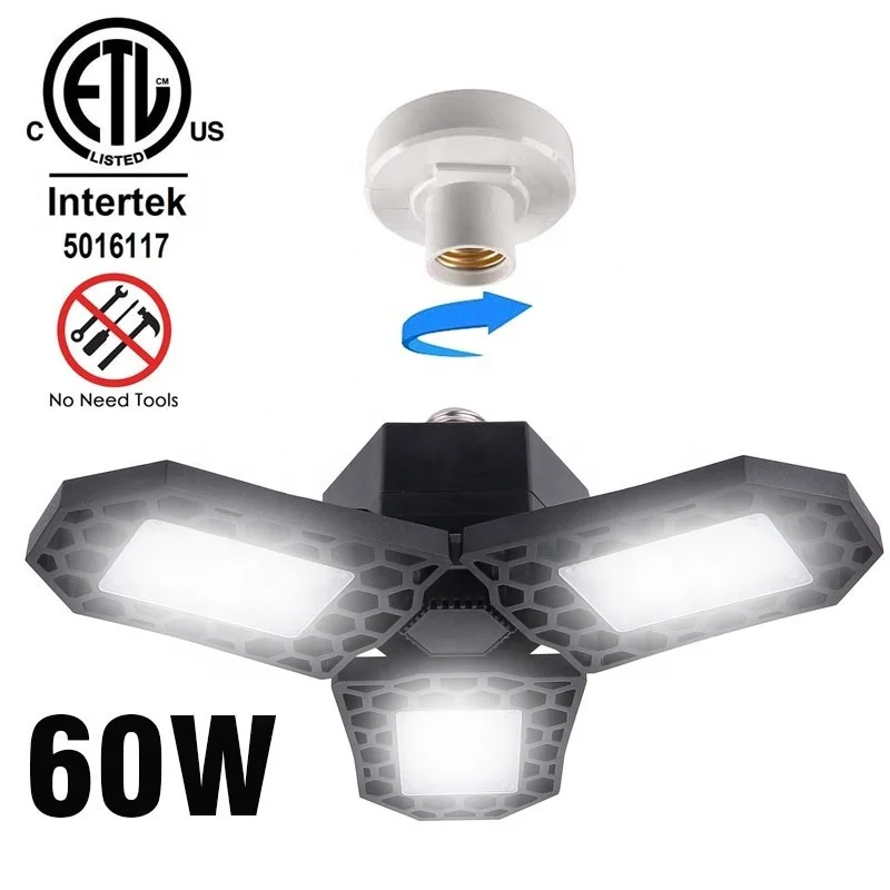 New ETL Certificated Led Deformable Garage Light LED Ceiling Light High Intensity Mining Lamps Ceiling LED Light